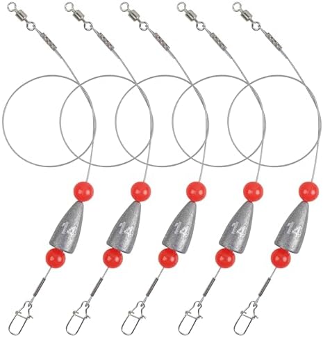 Carolina Rig Sawater Bass Fishing Kit Ready Tied Fishing Steel Leaders with Sinkers Weights Catfish Flounder Rigs for Saltwater Walleye Trout 3/8oz 1/2oz 3/4oz by Shaddock+Fishing