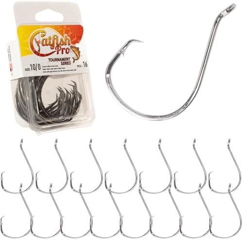 Catfish Pro Tournament Series Circle Hooks – Catfish Fishing Hooks, High Carbon Steel, Double Offset Circle Hooks for Catfish, 5/0–10/0 Sizes, Razor Sharp, Freshwater & Saltwater (16–24 Pack) by CatfishPro