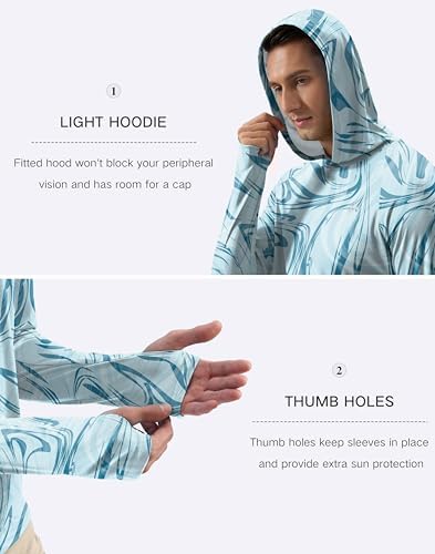 Pudolla Men's Sun Protection Hoodie Shirts UPF 50+ Fishing Hiking Shirt - Image 6