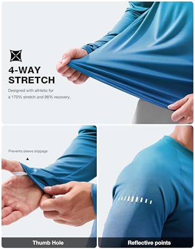 Men's Sun Protection Swim Long Sleeve UPF 50+ Rash Guard Lightweight Shirts - Image 6