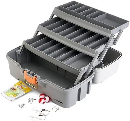 Plano Three-Tray Tackle Box Panfish Kit, Light Grey/Dark Grey, Rust-Proof Brass Latch, Top-Access Tray with Deep Storage, Made in the USA, Portable Fishing Gear Storage Organizer by PLANO%C2%AEOutdoors