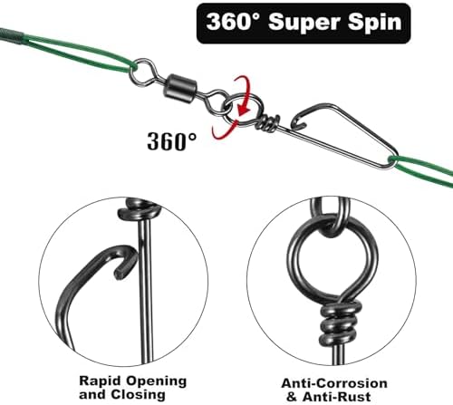 Realure 120Pcs Coastlock Barrel Snap Swivels, 6 Sizes 6#~14# Black Nickel Brass Stainless Steel Terminal Tackle, Corrosion Resistant Rolling Connectors for Freshwater Saltwater Bass Carp Fishing - Image 4