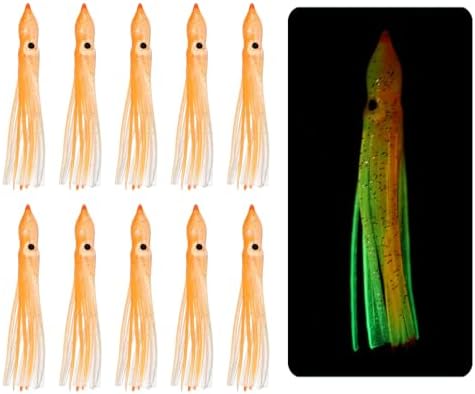 Fishing Squid Skirts, Glow Soft Plastic Trolling Lures Luminous -Fitting for (Bass/Trout/Salmon/Saltwater/Fishing Bait) by YELARXI