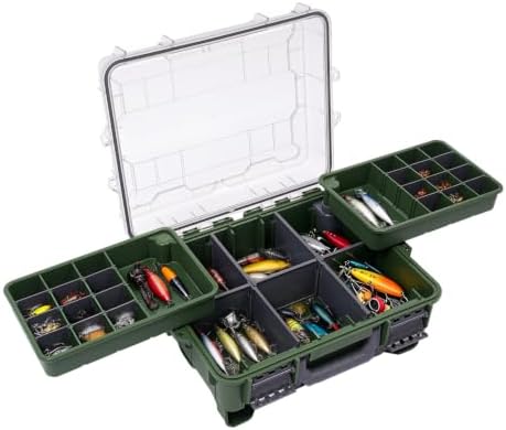 Fishing Tackle Box 3 Tiers Lure and Accessory Storage Organizer with Removable Tackle Tray Olive Green Tackle Trays for Anglers (Olive Green) by Unknown