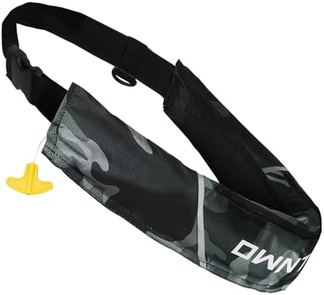 Owntop Manual Inflatable Belt Pack, Adults Swim Jacket with Blowpipe & Whistle, 24g CO2 Cylinder Included, Low Profile for Kayaking, Fishing, Paddle Sports by Owntop