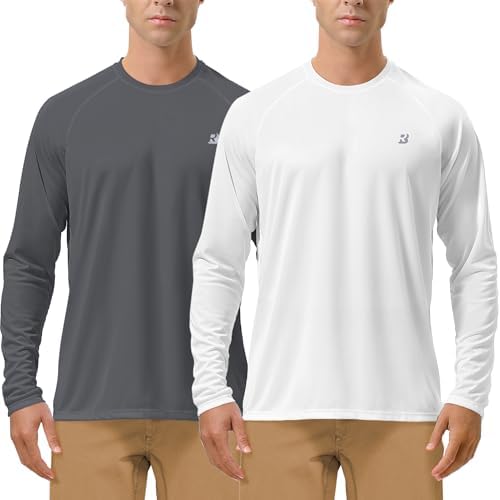 Roadbox Men's UPF 50+ UV Sun Protection Shirts, Long Sleeve Swim Rash Guard by Roadbox