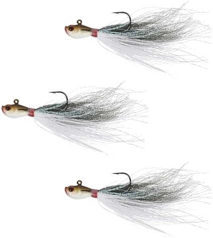 Bucktail Jigs 3 Pack – Hand-Tied Bucktail Hair Fishing Lures | Unique Gliding Head | Saltwater & Freshwater | Striper, Bass, Flounder, Walleye, Fluke | Multiple Weights Available by Unknown