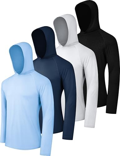 OYGSieg 4 Pack Men's Sun Hoodies UPF50+ Fishing Shirts Athletic Rash Guard by OYGSieg