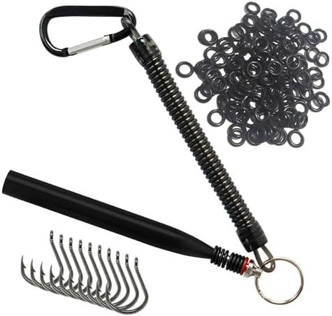 Reaction Tackle Wacky Rig Tool and O-Rings for Soft Plastic Worms, Bass Fishing Wacky Rig and Neko Rig Stick Bait Setup for Largemouth and Smallmouth by ReactionTackle
