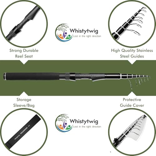 Whistytwig Carbon Fiber Telescopic Fishing Rod - Portable Collapsible Design for Travel and Adventure - Versatile Saltwater and Freshwater Fishing Pole - Image 3