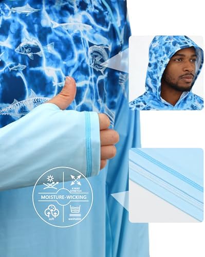 Men's UPF 50+ Sun Protection Hoodie, Long Sleeve Fishing Shirt - Image 5