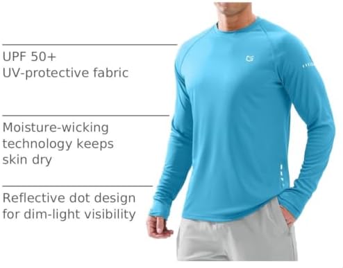Men's Sun Protection Swim Long Sleeve UPF 50+ Rash Guard Lightweight Shirts - Image 4