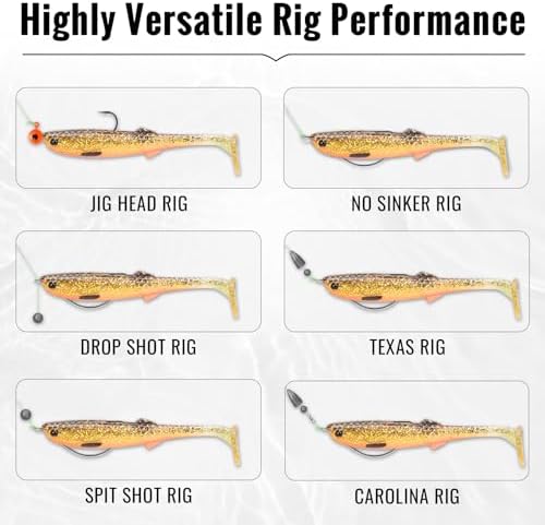 TRUSCEND Shadtale Easy Catch Soft Fishing Lures, Unique Vibration and Action for Various Rigs, Paddle Tail Swimbaits Trailer for Bass, Trout, Crappie, Walleye, Redfish, Saltwater & Freshwater Fishing - Image 6