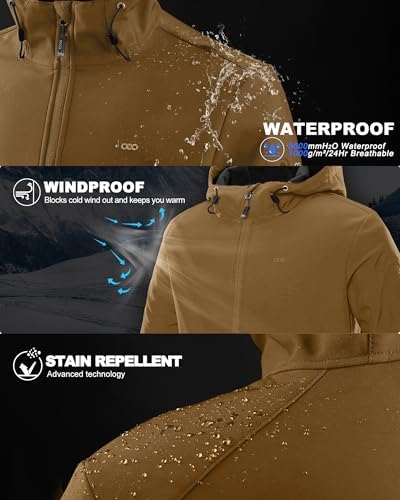 33,000ft Men's Hooded Fleece Lined Rain Shell Jacket Waterproof Lightweight - Image 3