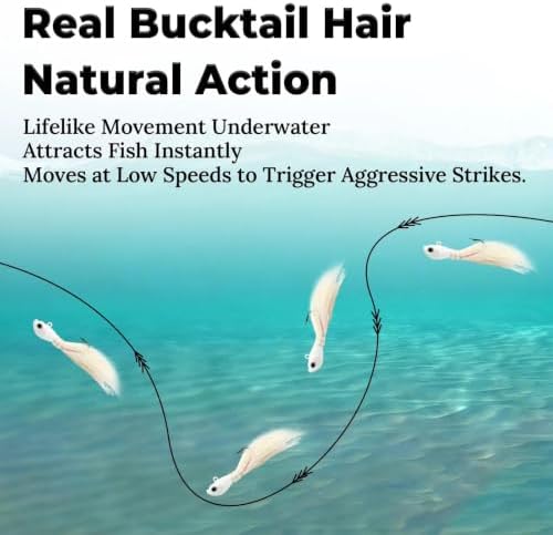9KM DWLIFE Bucktail Jigs, Handmade Hair Lures for Bass & Saltwater Fishing - Image 4