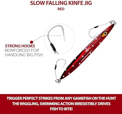 Slow Falling Knife Jig Lures, 300g, 9 Inches, Multi Color, Rigged - Image 5