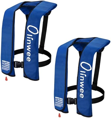 2-Pack Adult Automatic Inflatable PFD Jacket, Adjustable and Lightweight Water Sports Vest for Kayak SUP Paddleboarding Boating Sailing Fishing (Buoyancy is Greater Than 150 N) by Unknown