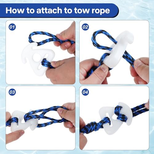 Heavy Duty Boat Tow Harness, Floating Ski Tow Boat Harness with Stainless Steel Hooks, Pulley and Float, Self Centering Tube Rope Tow Harness for Tubing, Water Skiing, Wakeboarding - Image 7