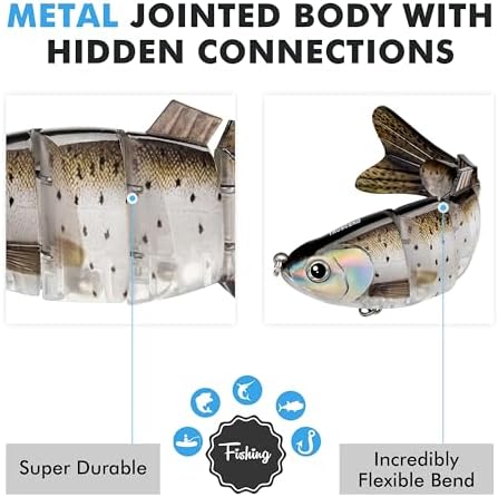 TRUSCEND Swimmax Easy Catch Fishing Lures with BKK Hooks, Wiggling, Vibrating, Rattling and Gurgling for More Bite, Heavy-Duty Dyneema Fiber Jointed Swimbaits for Bass, Trout, Walleye, Crappie, Pike - Image 3