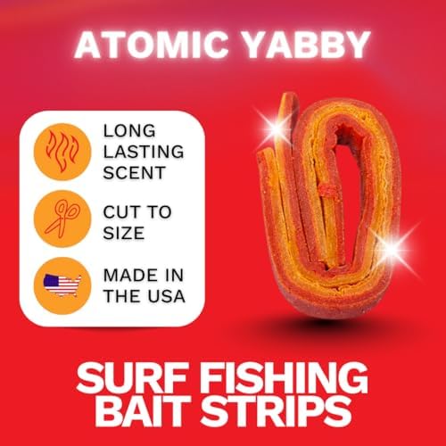 FishGum Surf Fishing Bait Strips for Saltwater Beach Fishing – Real Shrimp, Crab, Clam & Sand Flea Infused Scent – Artificial Cut Bait for Pompano, Redfish & Flounder - Image 2