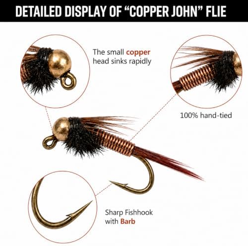 Fly Fishing Flies Kit, Dry Wet Nymph, Sizes 8-18, Trout Bass Panfish - Image 3