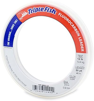 Triple Fish 100% Fluorocarbon Fishing Leader - Clear Invisible Strong and Heavy Duty Highly Abrasion Resistant, Fast Sinking Freshwater & Saltwater by TripleFish