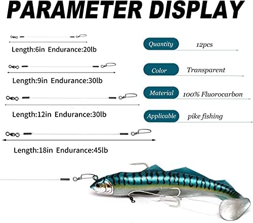 Fluorocarbon Fishing Leader,20LB-80LB Fluorocarbon Leaders for Saltwater Freshwater,100% Fluorocarbon Leaders Line with Swivels and Snap… - Image 2