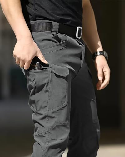 Men's Tactical Pants Stretch Waterproof Fabric Durable Cargo Pants for Hiking Casual Work Multi Pockets (No Belt) - Image 6