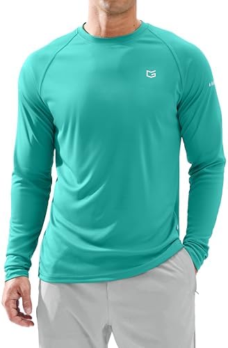 Men's Sun Protection Swim Long Sleeve UPF 50+ Rash Guard Lightweight Shirts by GGradual