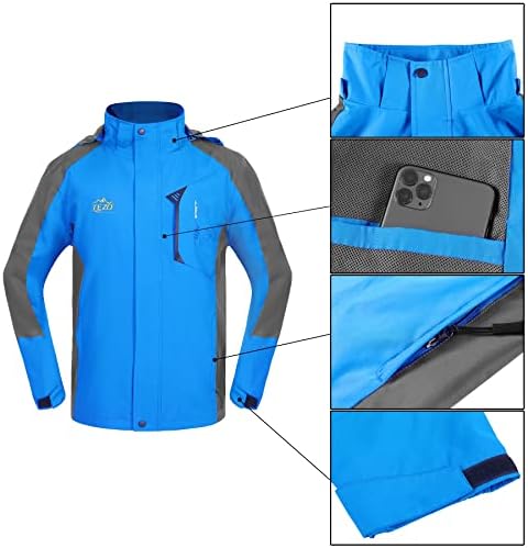 TEZO Mens Rain Jacket Waterproof with Hooded Hiking Coat Lightweight Windbreaker - Image 5