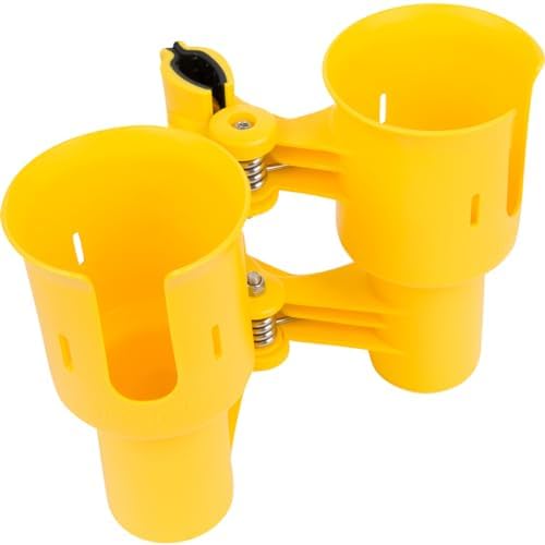 ROBOCUP, (Yellow), Patented Clamp On Boat Cup Holder |Multifunction Dual Drink Caddy for Fishing Poles, Tools, Net, Gaff |Portable Storage for Boating, Beach, Umbrellas, Golf Carts, Strollers - Image 4