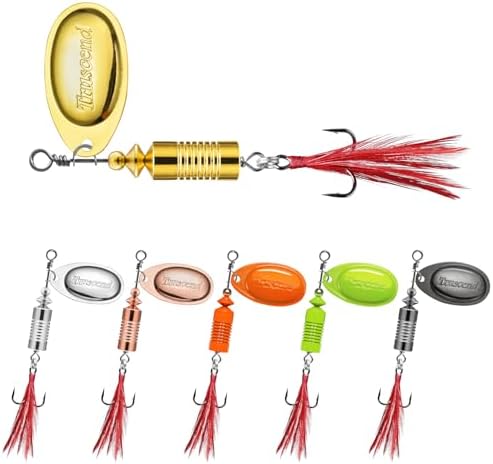 TRUSCEND Swim or Jig Fishing Spinner Baits for Freshwater and Saltwater, Rooster Tail Fishing Lures for Trout Bass Walleye Crappie Salmon Pike, Blade Bait with Copper Blade by TRUSCEND