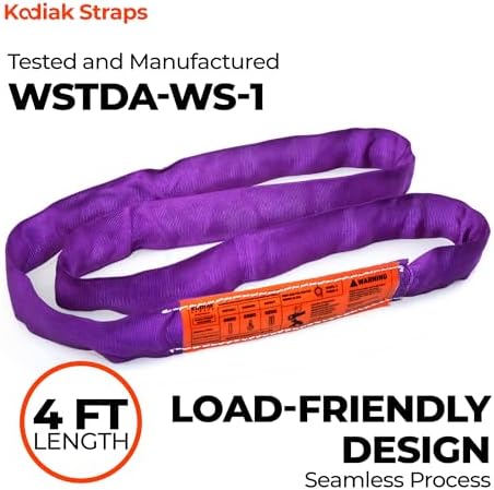 Endless Round Sling Lifting Strap- 4 Feet x 2600 lbs Vertical Capacity - Polyester Lifting Sling Strap, Heavy Duty for Rigging Moving Towing Hoisting- (1Pack)- Kodiak Straps - Image 4