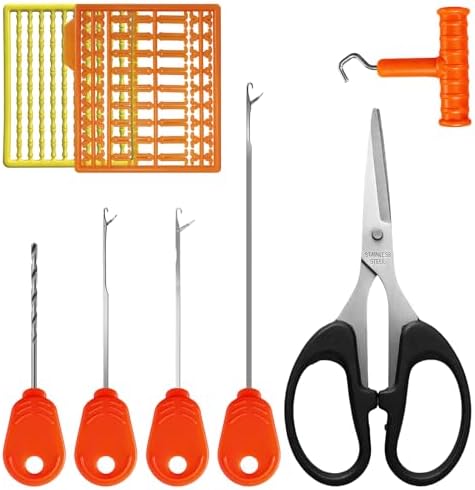 YOTO Carp Fishing Tool Kit & Equipment - Professional Baiting Rig Tools Set with Hook Needles, Bait Drill and 2 Boilie Stoppers - Multiple Styles: Standard, Silicone Grip & Night Glow by YOTO