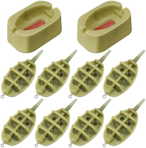 10 Pcs Carp Fishing Method Feeder Set 8 Pcs Inline Method Feeders with 2 Quick Release Mould Holder Carp Feeder Accessories Tackle Equipment by Acellegic