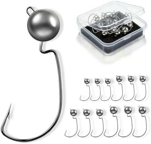 Offset Ned Rig Jig Heads - Snagless Ned Rig Hooks for Finesse Fishing - 5g 7g 10g 14g High Carbon Steel Ball Head Jigs for Bass Walleye - Assorted Pack Options by SEAOWLFISHING