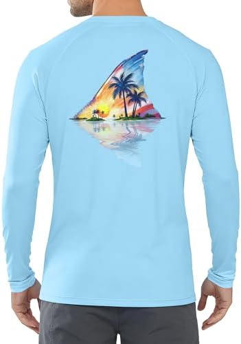 Men's UPF 50+ Sun Fishing Shirt, Long Sleeve UV Protection Tee, Quick Dry Rash Guard for Outdoor Swim Hiking - Image 3