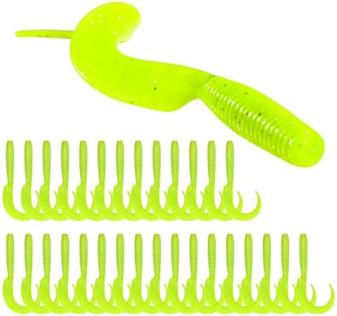 Curly Style Tail Worms Fishing Lures – Realistic Wavy Tail Soft Bait Grub Swimbaits for Saltwater & Freshwater Fishing, Available in 4 Inch & 6 Inch, Perfect for Bass, Trout, Crappie, & More by PROBITE