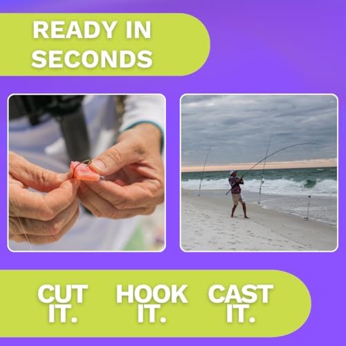 FishGum Surf Fishing Bait Strips for Saltwater Beach Fishing – Real Shrimp, Crab, Clam & Sand Flea Infused Scent – Artificial Cut Bait for Pompano, Redfish & Flounder - Image 4