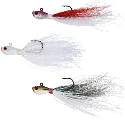 Bucktail Jigs 3 Pack – Hand-Tied Bucktail Hair Fishing Lures | Unique Gliding Head | Saltwater & Freshwater | Striper, Bass, Flounder, Walleye, Fluke | Multiple Weights Available by Unknown