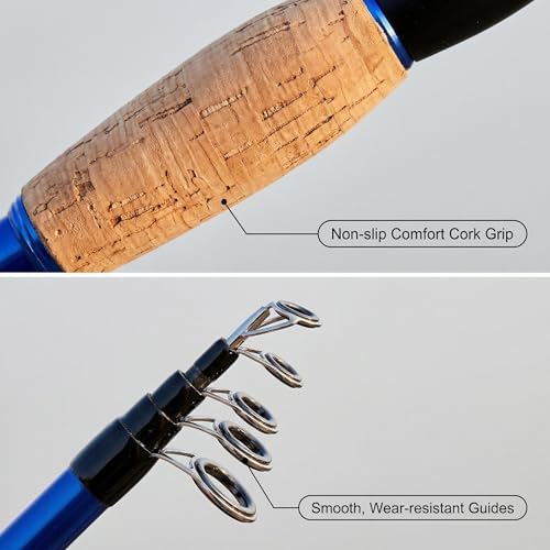 Portable Fishing Rods,Telescopic Spinning Rod with 24T Carbon Blanks & Solid Carbon Tip, Cork Handle Collapsible Rods, Easy to Travel - Image 2