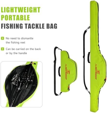 LEOFISHING Portable Folding Water-Resistant Fishing Pole Bag 45cm/17.7in 120cm/47.2in Shock-Resistant Fishing Pole Carrier Case Store up to 2-3 Fishing Rod with Reel and Gears - Image 3