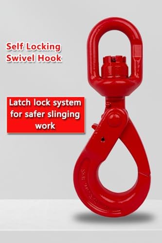 Swivel Self-Locking Hook 6944 lbs Grade 80 Swivel Self Locking Hook Heavy Duty Swivel Lifting Hook Swivel Lifting Hook Hoist Hook Sling Heavy Cargo 【3.15ton】 - Image 2