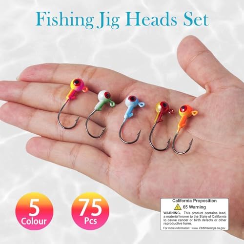 Crappie Jig Heads Kit, 75 Pieces Fishing Jig Head Hooks for Fishing Crappie Bass Trout Walleye 1/8oz 1/16oz 1/32oz - Image 4