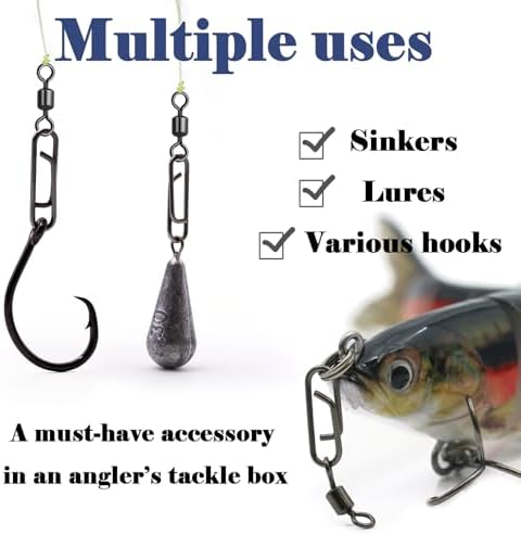 FishTrip 50pcs Fishing Rolling Swivel Power Clips for Rigs Lures - Image 5