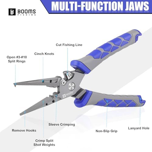 Booms Fishing Pliers Hook Remover: 7.5" Split Ring Pliers and Fish Hook Remover for Saltwater and Freshwater - Braid Line Cutter & Crimper with Lanyard - XW15 Multi-Function Fishing Tool for Angles - Image 6