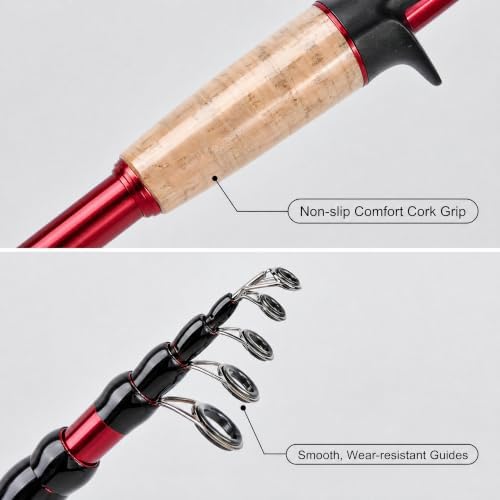 Portable Fishing Rods,Telescopic Spinning Rod with 24T Carbon Blanks & Solid Carbon Tip, Cork Handle Collapsible Rods, Easy to Travel - Image 3