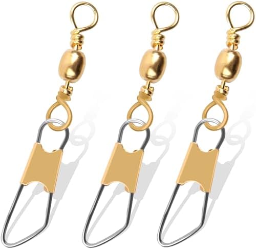 AGOOL Fishing Swivels Snaps, 60/120pcs Barrel Swivels with Nice Snaps Gold High Strength Solid Rings Line Lures Connector Fishing Tackle Accessories by AGOOL