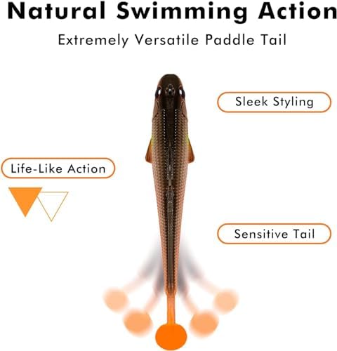 TRUSCEND Shadtale Easy Catch Soft Fishing Lures with BKK Hooks - Trembly Sinking and Vibrating Swim for More Bites, Pre-Rigged Swimbaits for Bass, Trout, Crappie, Walleye, Freshwater Saltwater Fishing - Image 5
