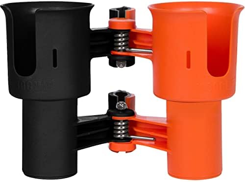 ROBOCUP, (Orange & Black), Patented Clamp On Boat Cup Holder |Multifunction Dual Drink Caddy for Fishing Poles, Tools, Net, Gaff |Portable Storage for Boating, Beach, Umbrellas, Golf Carts, Strollers - Image 5